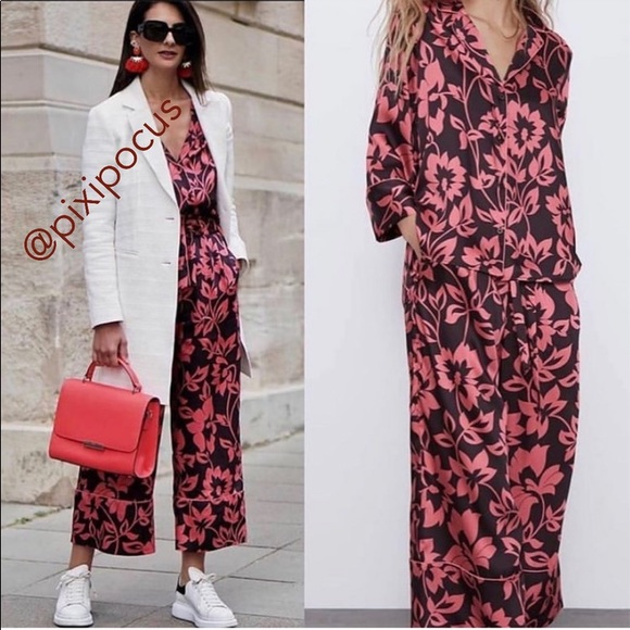 Zara Other - ZARA 2 Piece Pajama Satin Set Pink Small